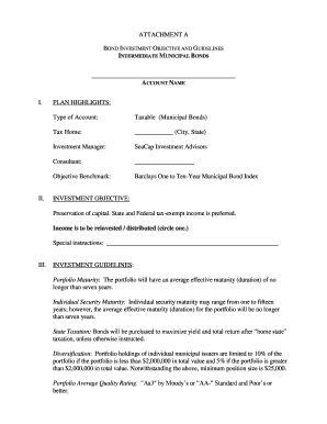 Municipal Bond Investment Guidelines Form