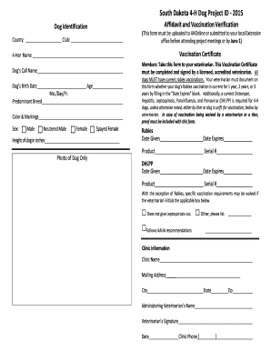 South Dakota 4-H Dog Project Vaccination Verification