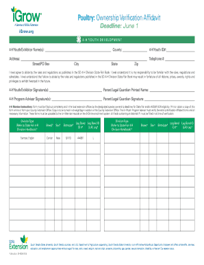 4-H Poultry Ownership Verification Affidavit