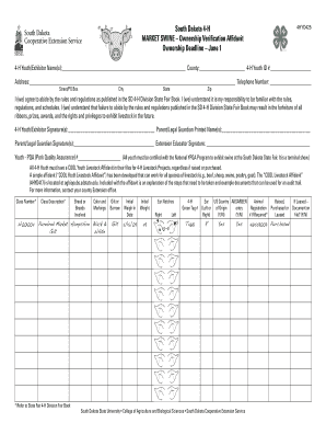 South Dakota 4-H Market Swine Ownership Verification Affidavit