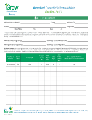 4-H Livestock Ownership Verification Affidavit