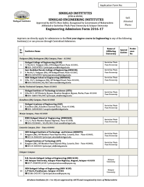 Sinhgad Engineering Admission Form