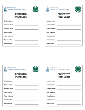 Forestry Plant Label Form