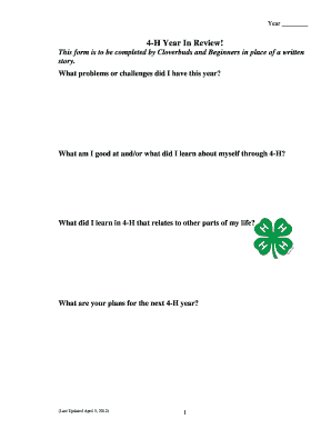 4-H Year In Review Form