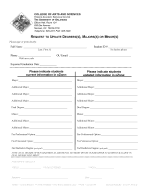 University of Oklahoma Degree Update Request