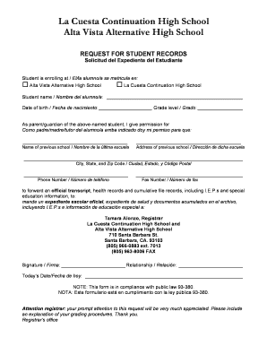 Request for Student Records