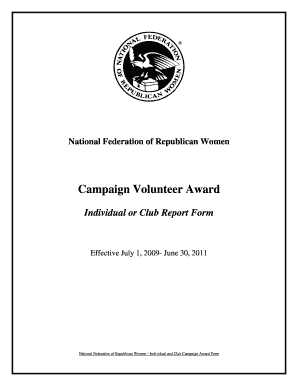 Campaign Volunteer Award Form