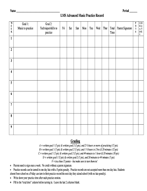 LMS Advanced Music Practice Record