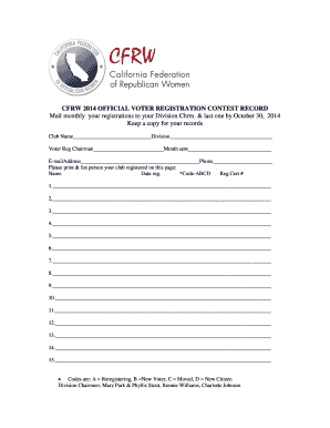 CFRW 2014 Voter Registration Record
