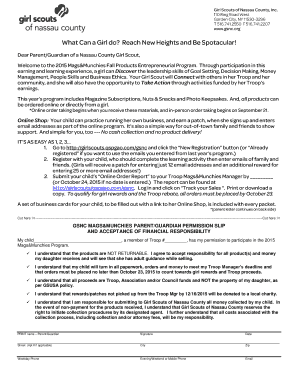 Girl Scouts Mags&Munchies Permission Slip