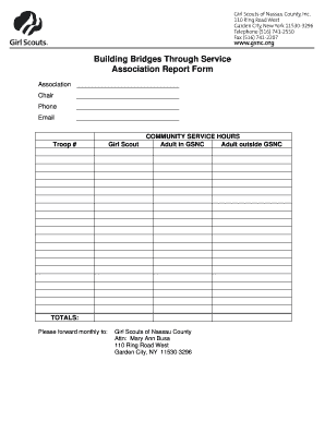 Girl Scouts Community Service Hours Report