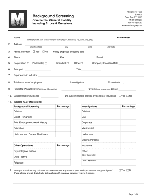 Background Screening Insurance Application