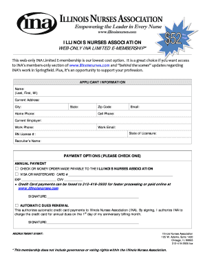 Illinois Nurses Association Web-Only E-Membership Form