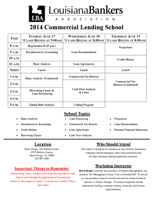 Credit appraisal memo format - 2014 Commercial Lending School - LBA - lba