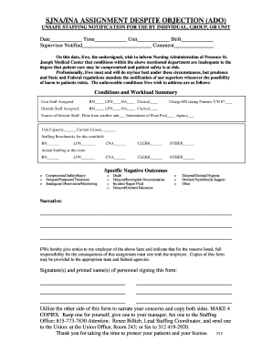Unsafe Staffing Notification Form
