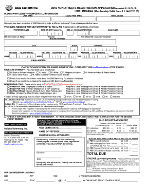 USA Swimming Non-Athlete Registration Application