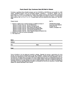 Paula Deen 20 Shopko Rebate Form 434561doc