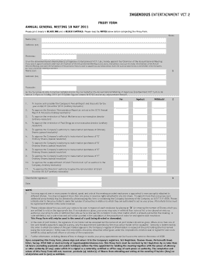 Entertainment VCT 2 Proxy Form