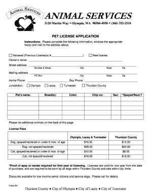 Pet License Application