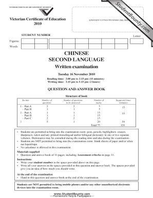 Victorian Certificate of Education Chinese Exam