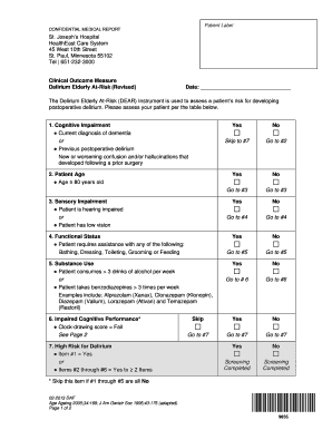 Delirium Elderly At-Risk Assessment Form