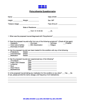 Polycythemia Questionnaire