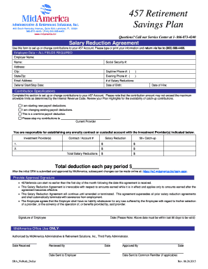 457 Retirement Savings Plan Salary Reduction Agreement