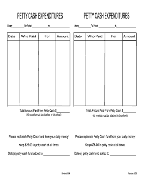 Petty Cash Expenditures Form