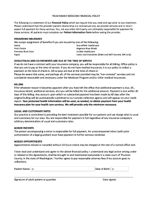 Yelm Family Medicine Financial Policy Agreement