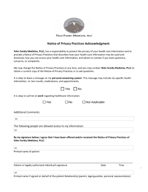 HIPAA Privacy Practices Acknowledgment Form