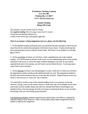 Westminster Christian Academy PO Box 388 Watkinsville GA - wcalions