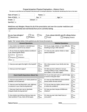 Preparticipation Physical Evaluation Form
