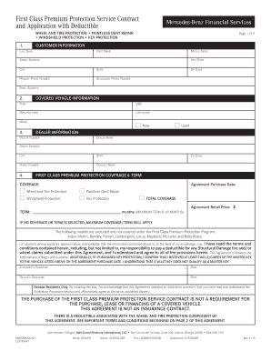 First Class Premium Protection Service Contract