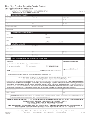 First Class Premium Protection Service Contract