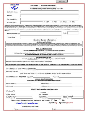 Third Party Work Agreement