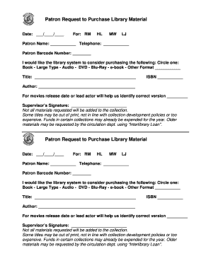 Library Material Purchase Request Form