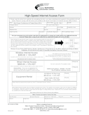 High-Speed Internet Access Form