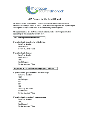 Notice of Action for Loan Cancellation or Denial
