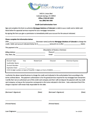 Credit Card Authorization Form