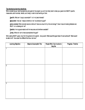 Mentoring Learning Objectives Form