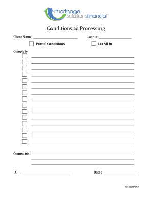 Loan Processing Conditions Form