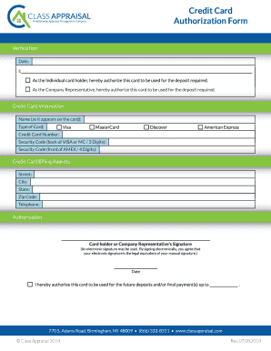 Credit Card Authorization Form