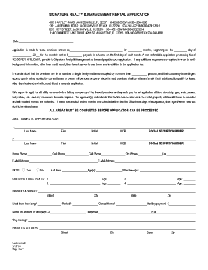 Signature Realty Rental Application