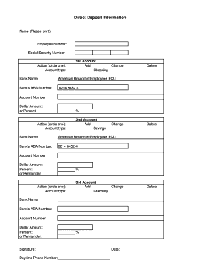 Direct Deposit Information Form