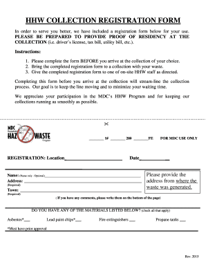 HHW Collection Registration Form