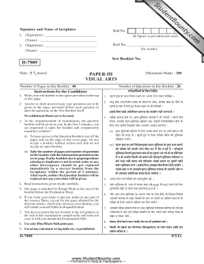 Visual Arts Exam Form