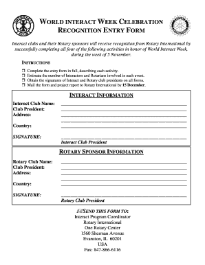 World Interact Week Recognition Entry Form