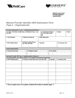 National Provider Identifier (NPI) Submission Form