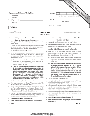 English Literature Exam Paper III