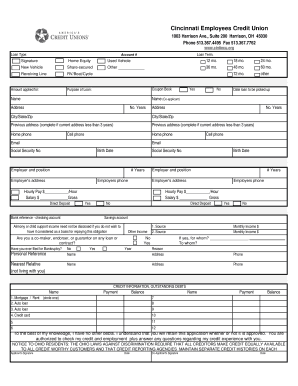 Cincinnati Employees Credit Union Loan Application